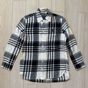Polo Ralph Lauren Black and Cream Spell Out Plaid Shirt Teen Size 12